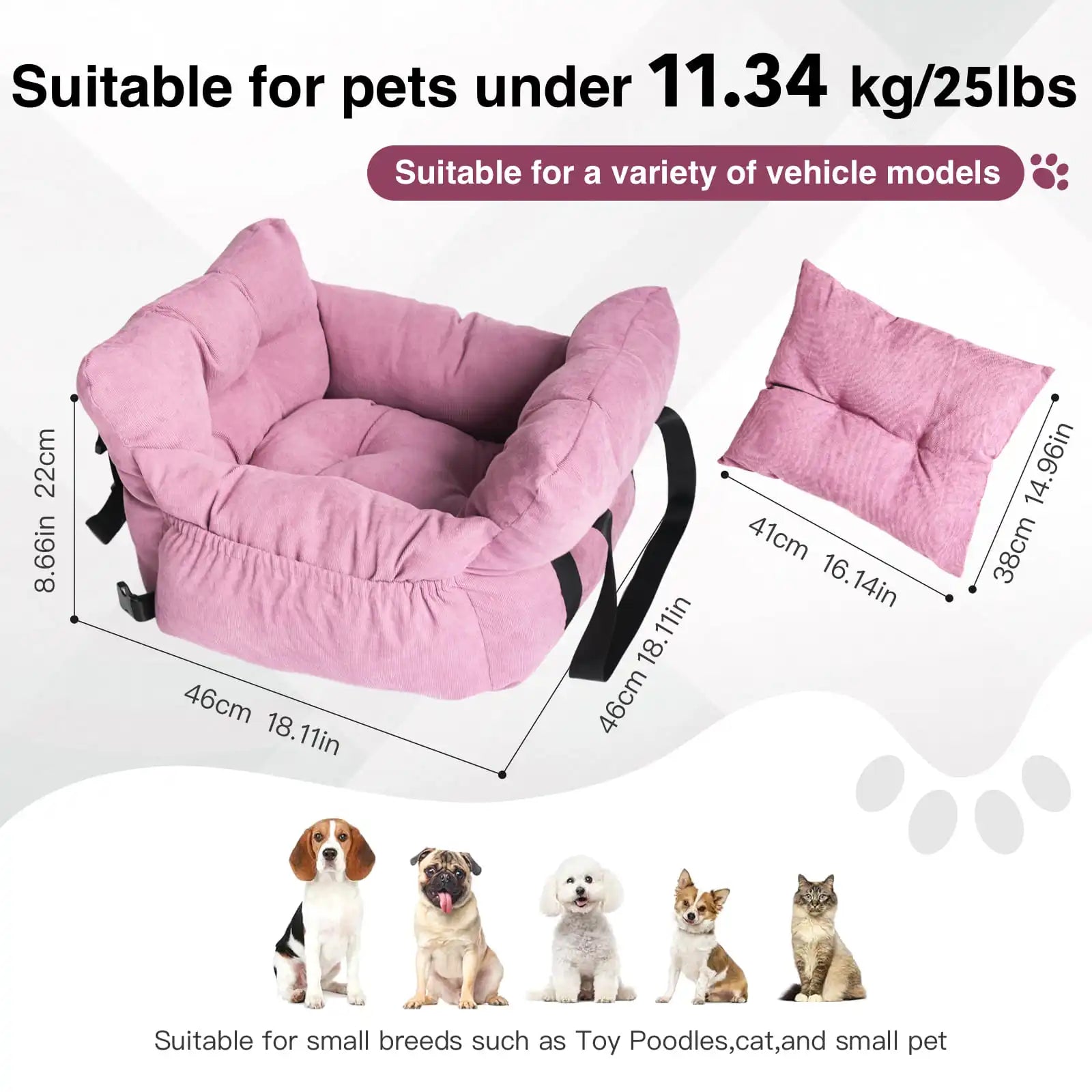 Travel Dog Booster Seat for Small Medium Dogs Cats