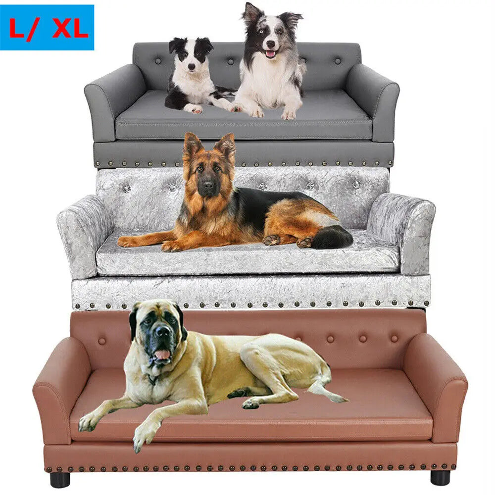 Heavy Duty Pet Sofa Large Raised Dog Bed Cushioned Sofa