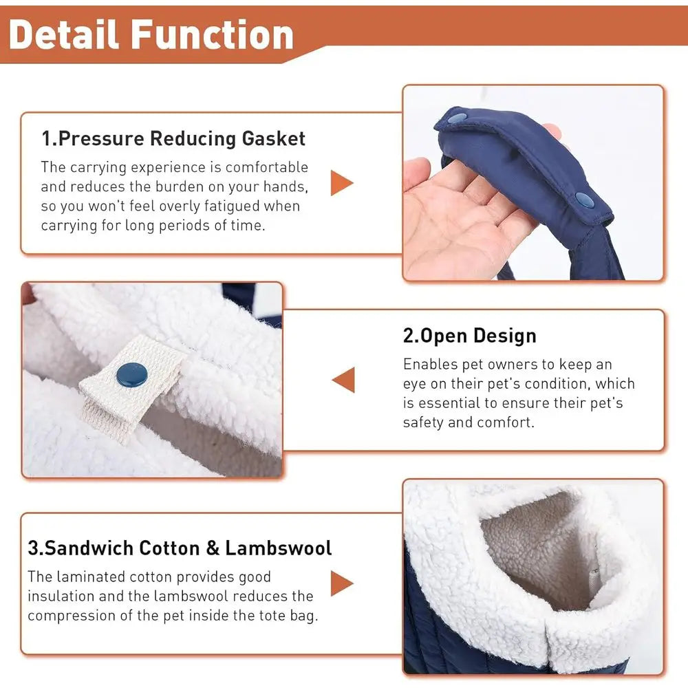 Small Dog Carrier Purse, Winter Fleece Warm Dog Tote Bag