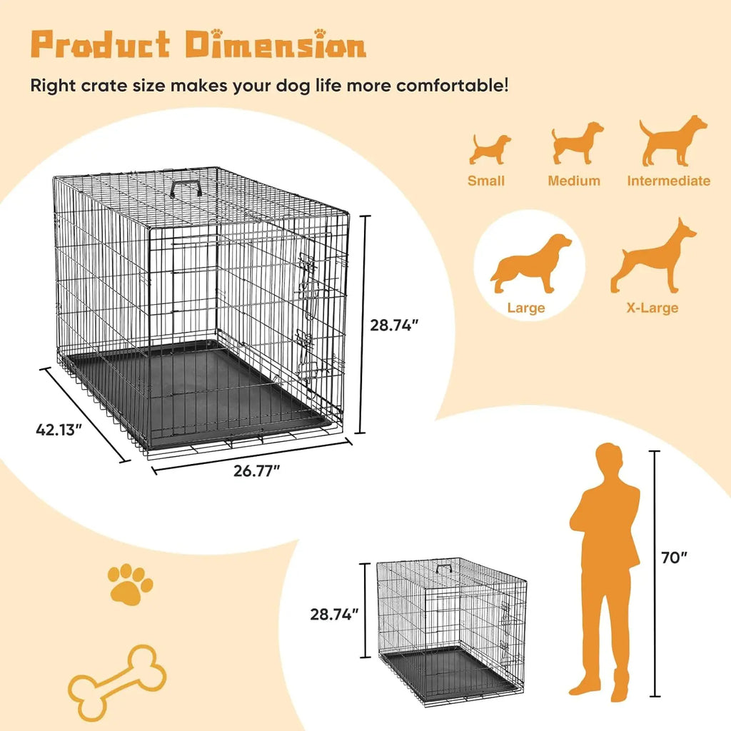 42 Inch Large Double Door Dog Cage