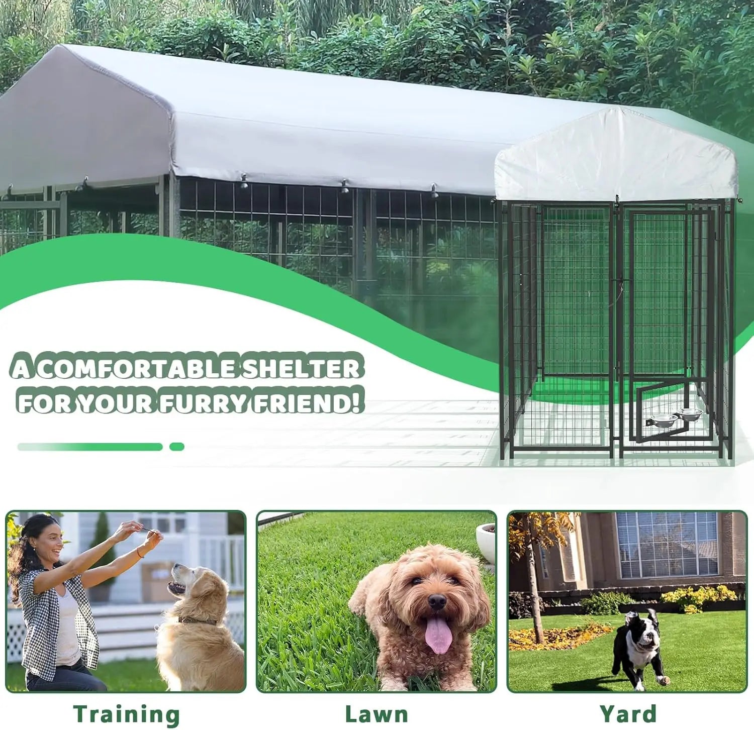 8x4x6 FT Outdoor Dog Kennel for Large Dogs