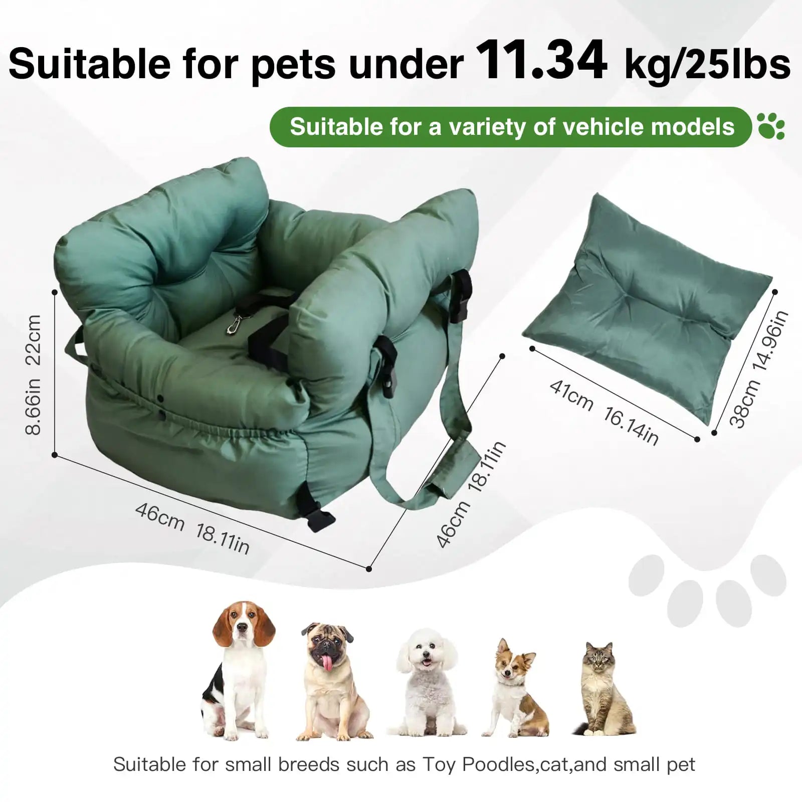 Travel Dog Booster Seat for Small Medium Dogs Cats