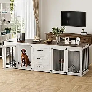 94.5" Large Dog Crate Furniture for 2 Dogs