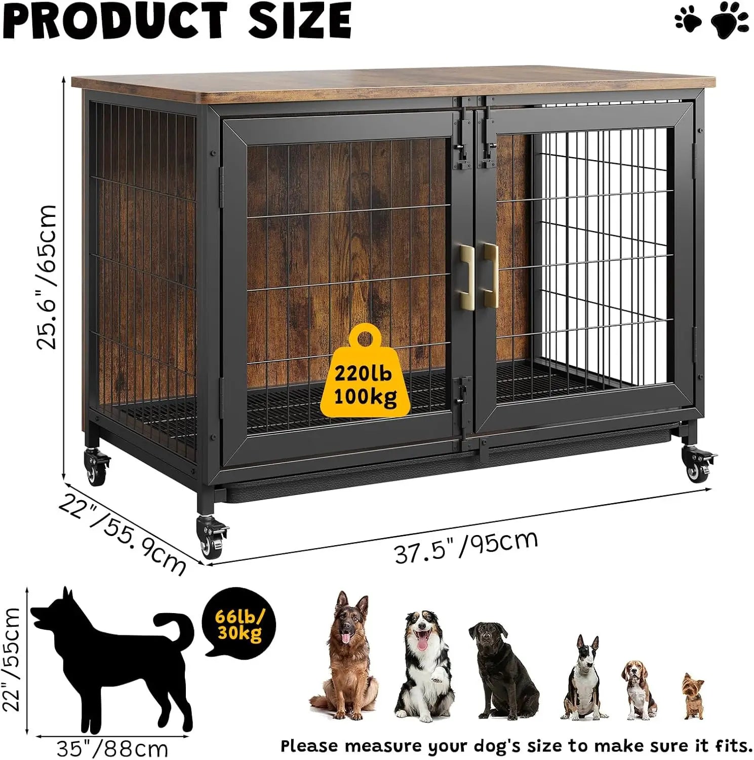 37.4 Inch Wooden Dog Crate