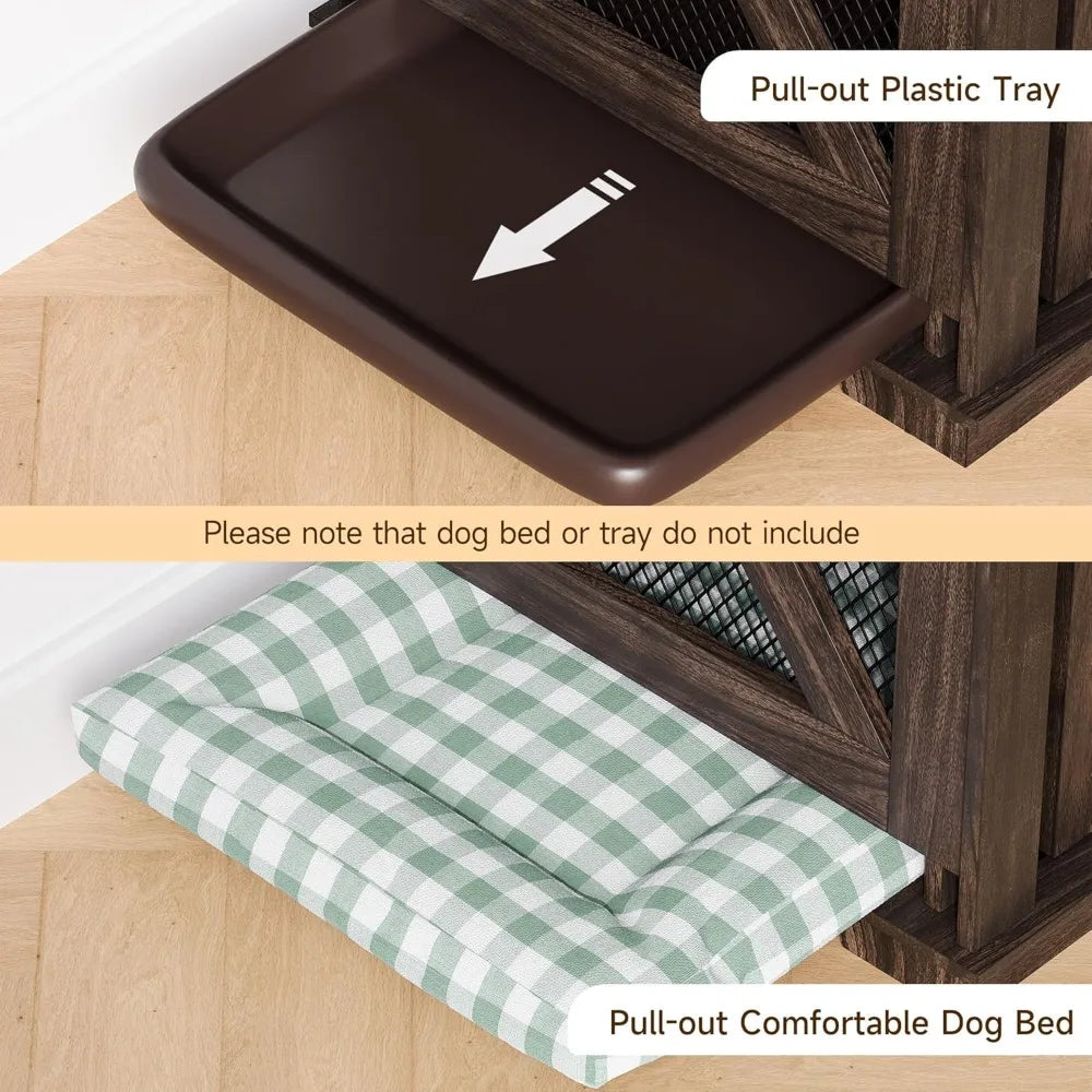 71" Dog Crate Furniture for 2 Dog As TV Stand