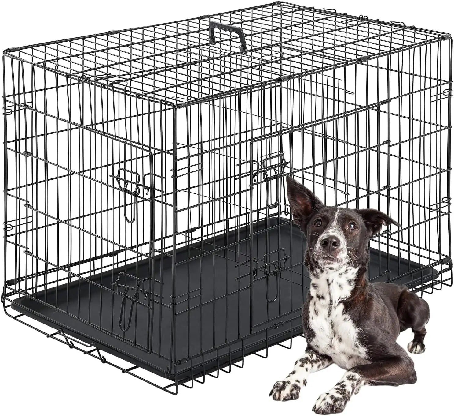 42 Inch Large Dog Crate Folding Metal Wire Cage