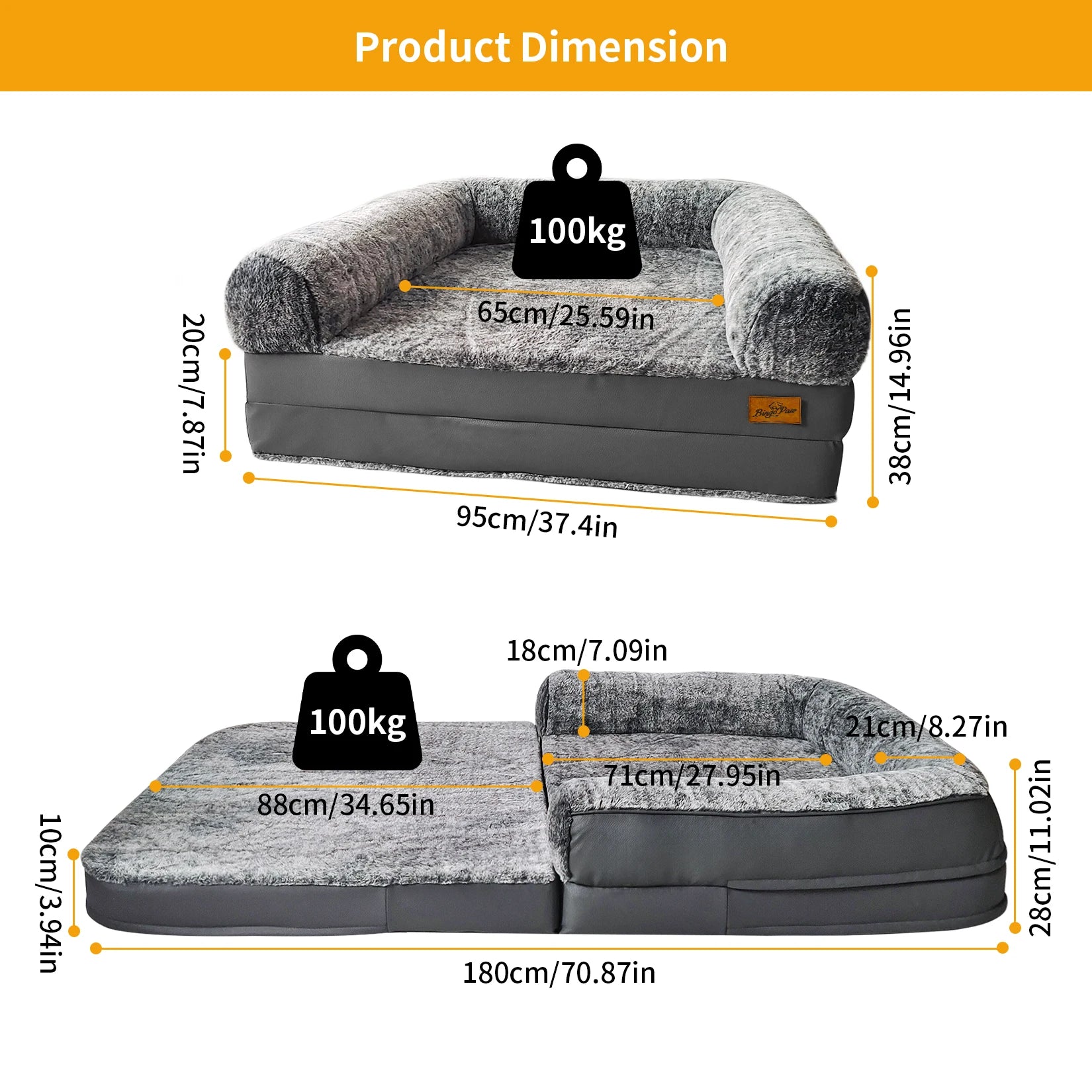 180cm Long Human-Size Giant Dog Bed Orthopedic
