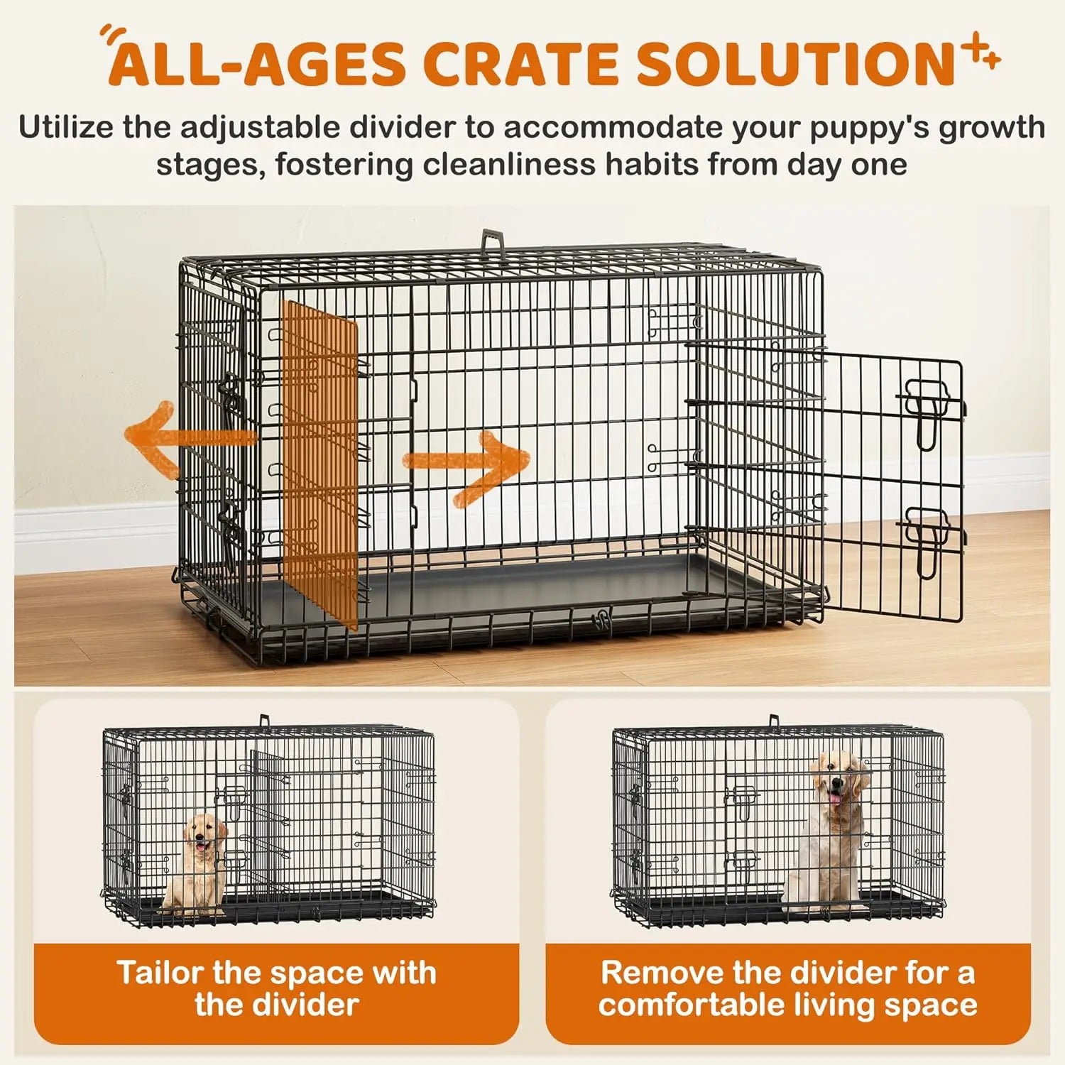42-Inch Double Door Collapsible Dog Crate