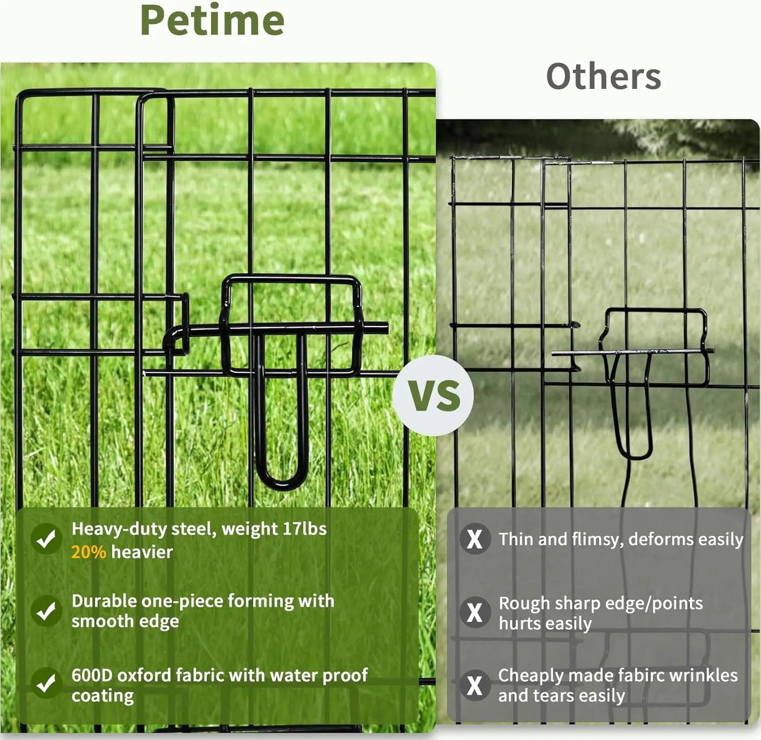 Foldable Metal Dog Playpen with Bottom Pad