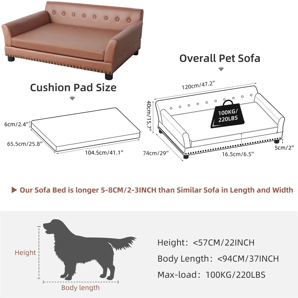 Heavy Duty Pet Sofa Large Raised Dog Bed Cushioned Sofa