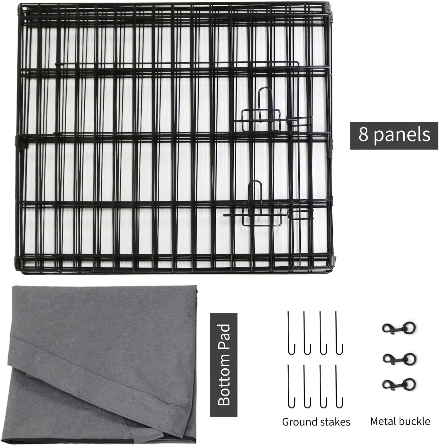 Foldable Metal Dog Playpen with Bottom Pad