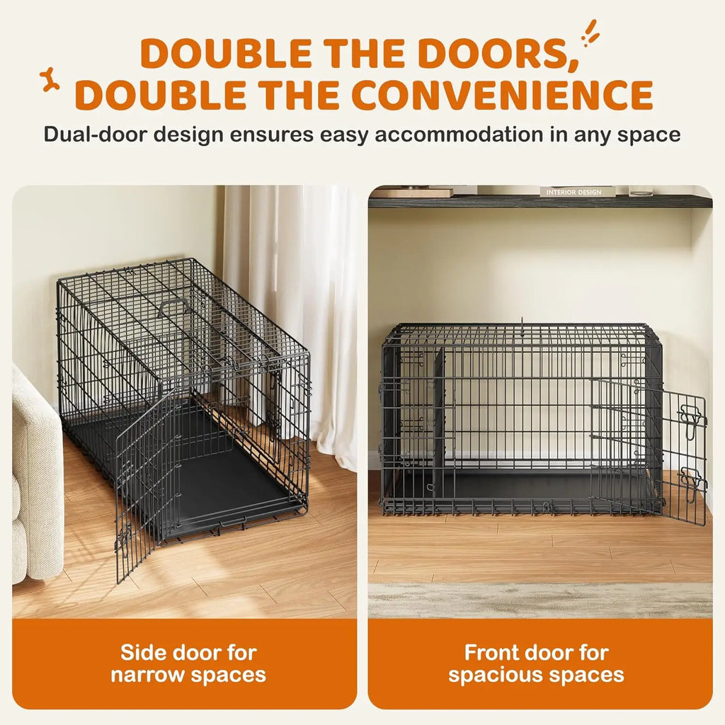 42-Inch Double Door Collapsible Dog Crate