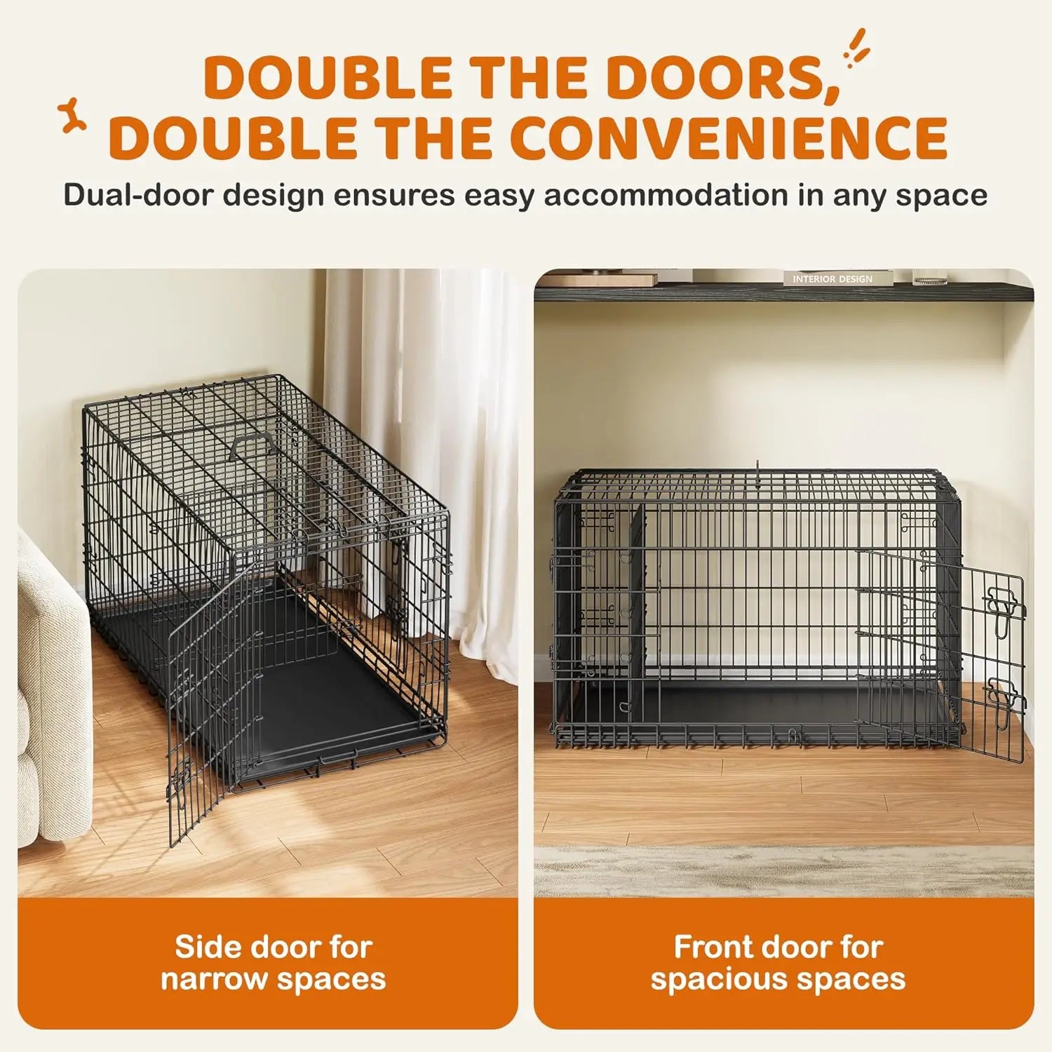 42-Inch Double Door Collapsible Dog Crate