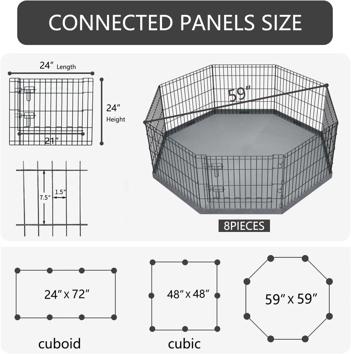Foldable Metal Dog Playpen with Bottom Pad