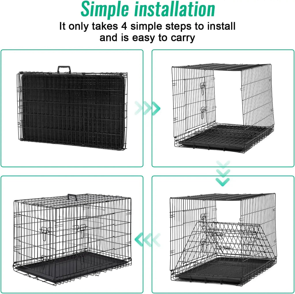 42 Inch Large Dog Crate Folding Metal Wire Cage