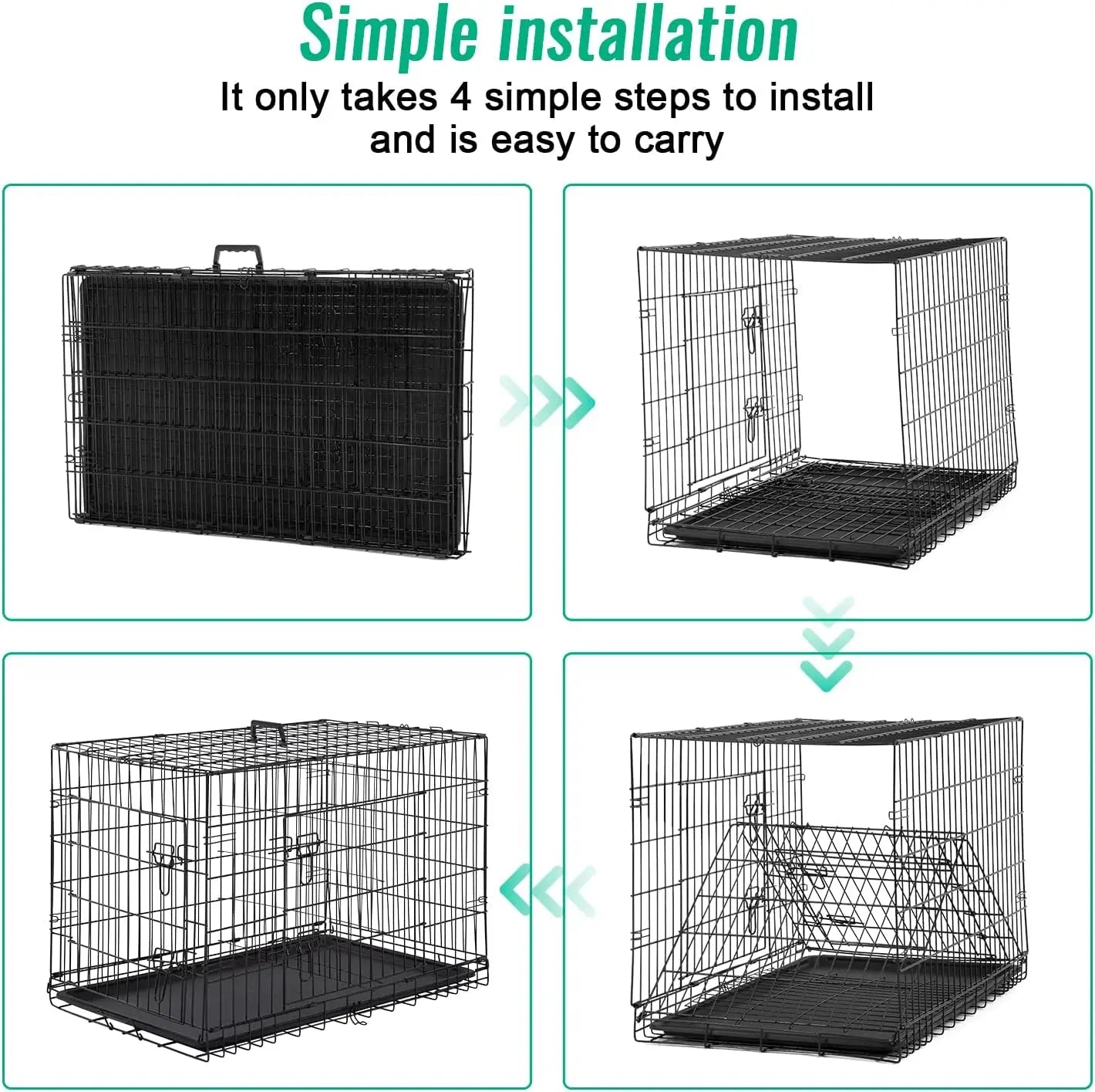 42 Inch Large Dog Crate Folding Metal Wire Cage