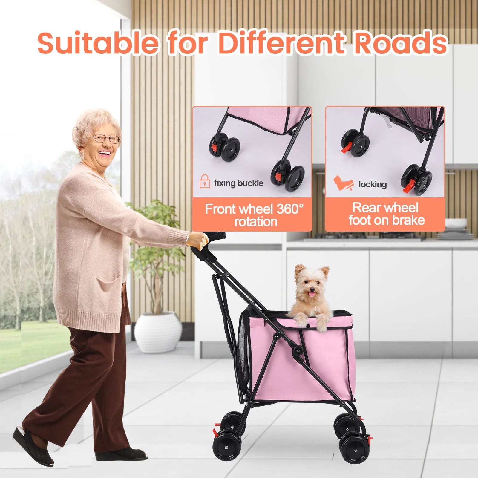 Shopping Trolley 33lbs 4 Wheels Dog Stroller