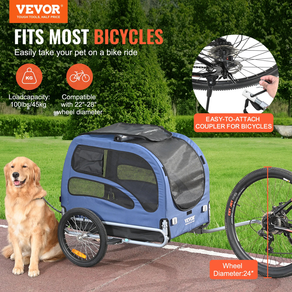 100lbs Pet Cart Bicycle Carrier Dog Bike Trailer