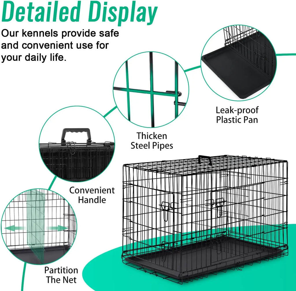 42 Inch Large Dog Crate Folding Metal Wire Cage