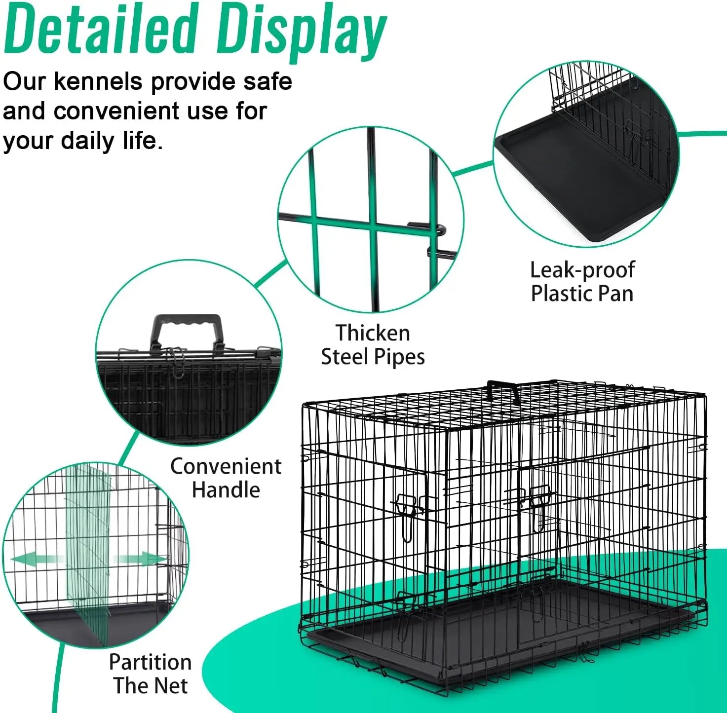 42 Inch Large Dog Crate Folding Metal Wire Cage