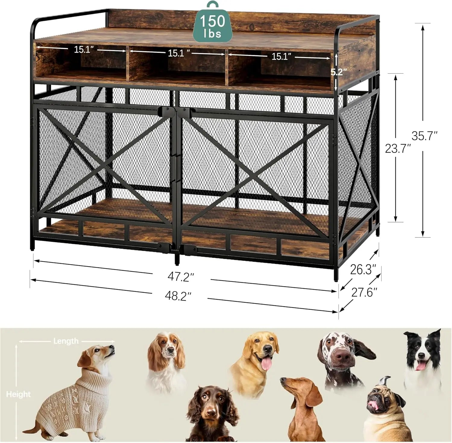 48" Heavy Duty Wooden Dog Crate