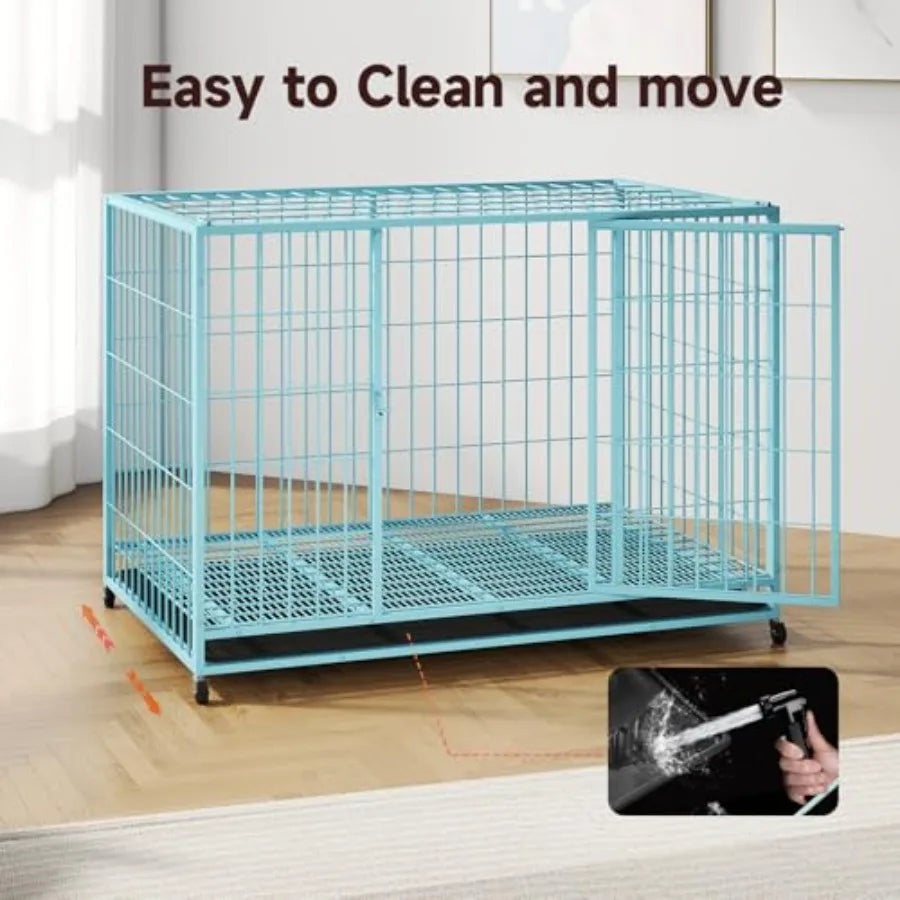Blue 48 in Metal Wire Dog Crate