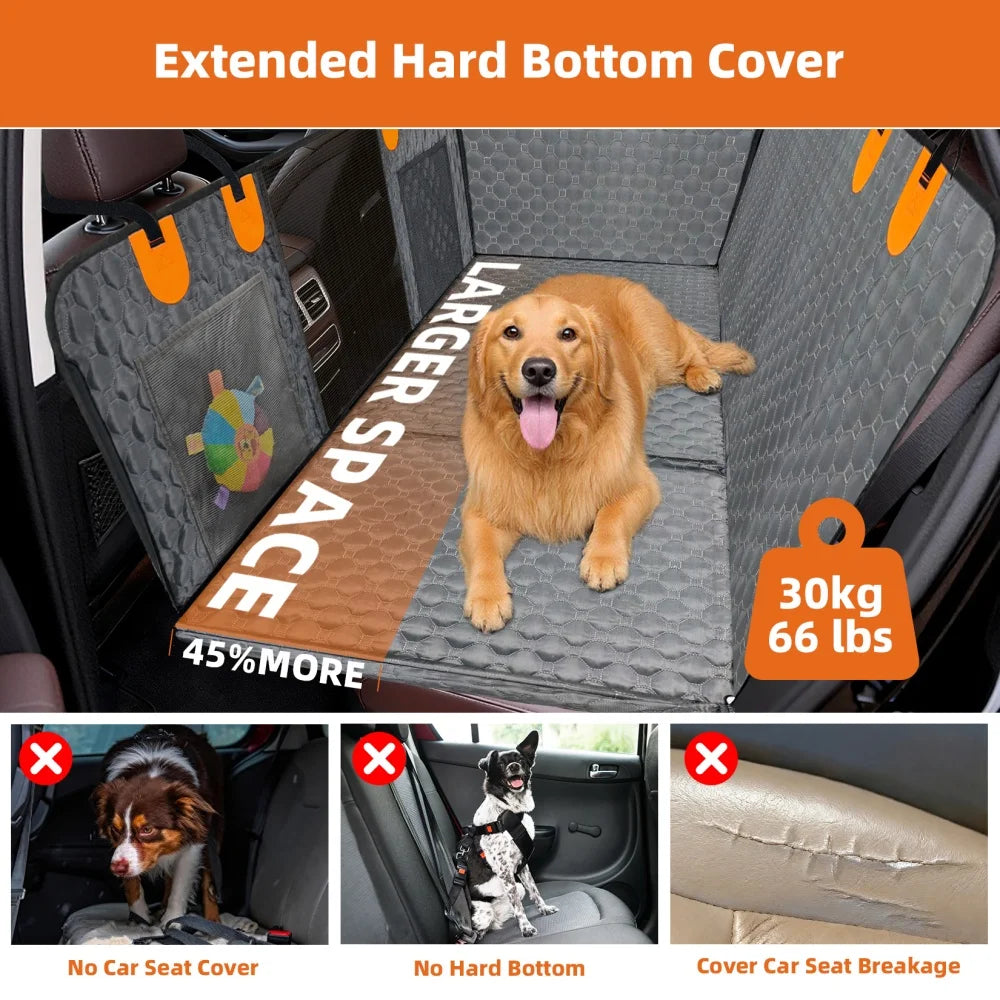 Back Seat Extender for Dogs Hard Bottom Dog Car Seat Cover Waterproof