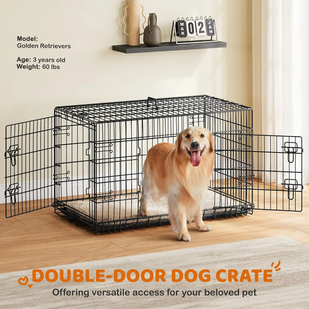 42-Inch Double Door Collapsible Dog Crate