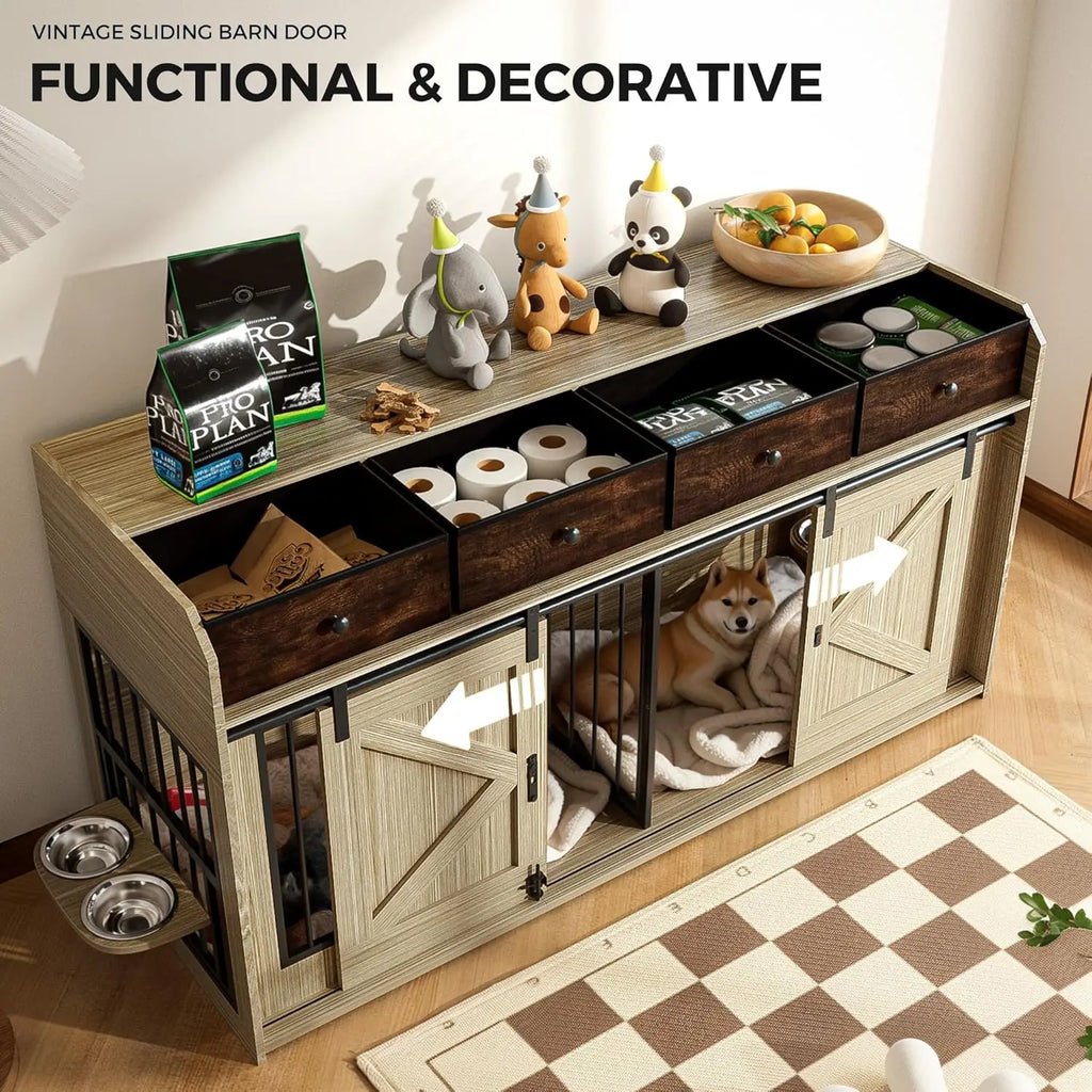 63" Double Dog Crate Furniture
