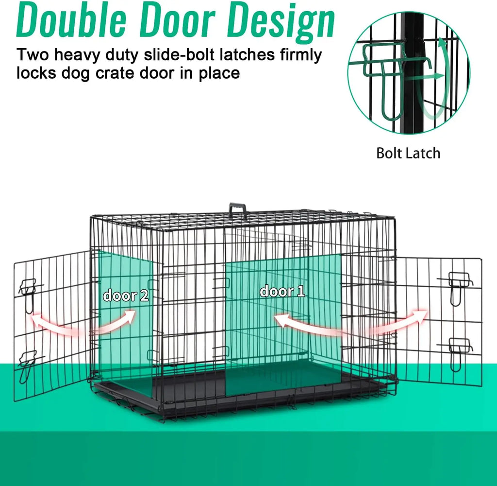 42 Inch Large Dog Crate Folding Metal Wire Cage
