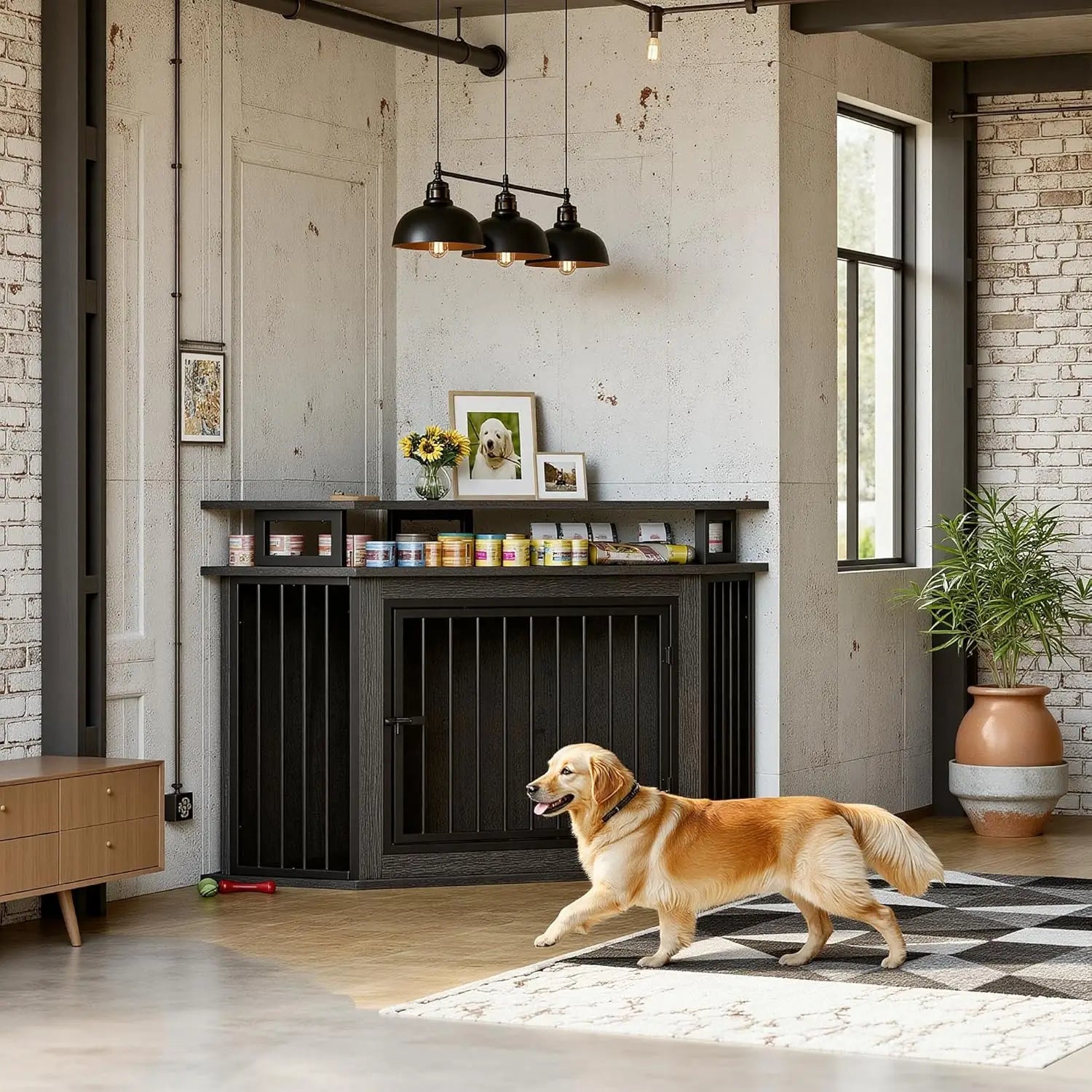 51" Corner Wooden Dog Crate