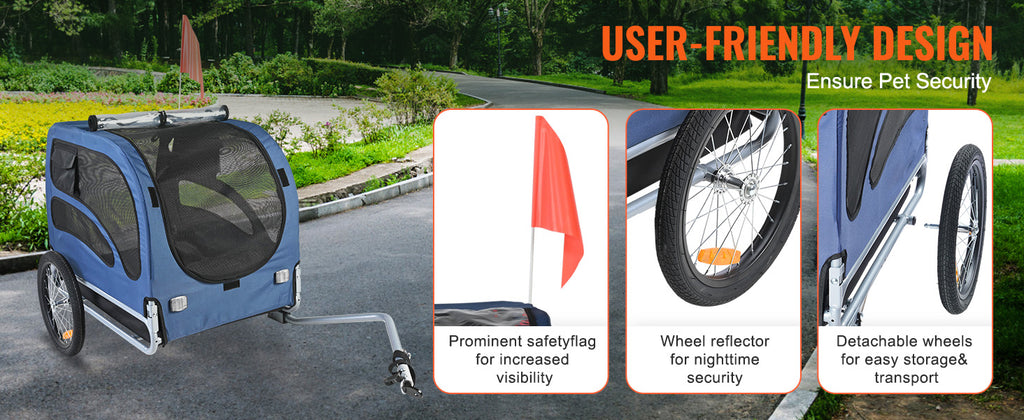 100lbs Pet Cart Bicycle Carrier Dog Bike Trailer