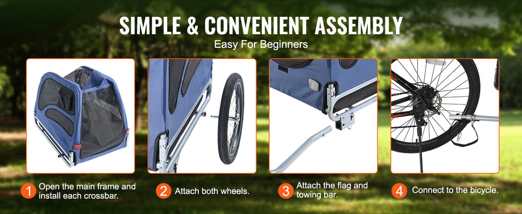 100lbs Pet Cart Bicycle Carrier Dog Bike Trailer