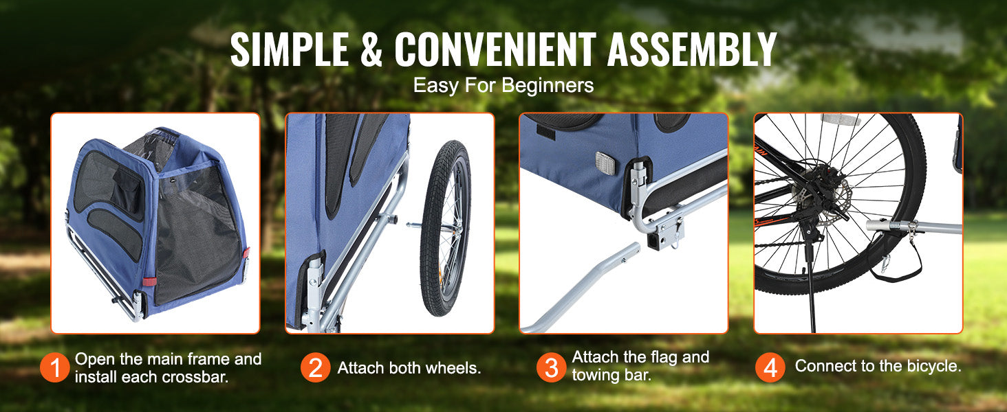 100lbs Pet Cart Bicycle Carrier Dog Bike Trailer